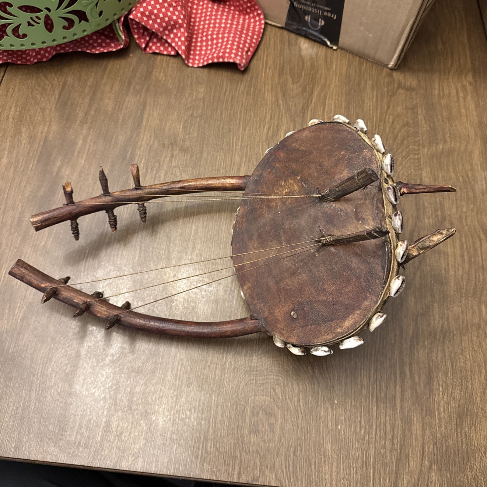 Vintage Collectible Wooden 6 String African Musical Instrument Gourd Guitar Vintage Collectible Wooden 6 String African Musical Instrument Gourd Guitar