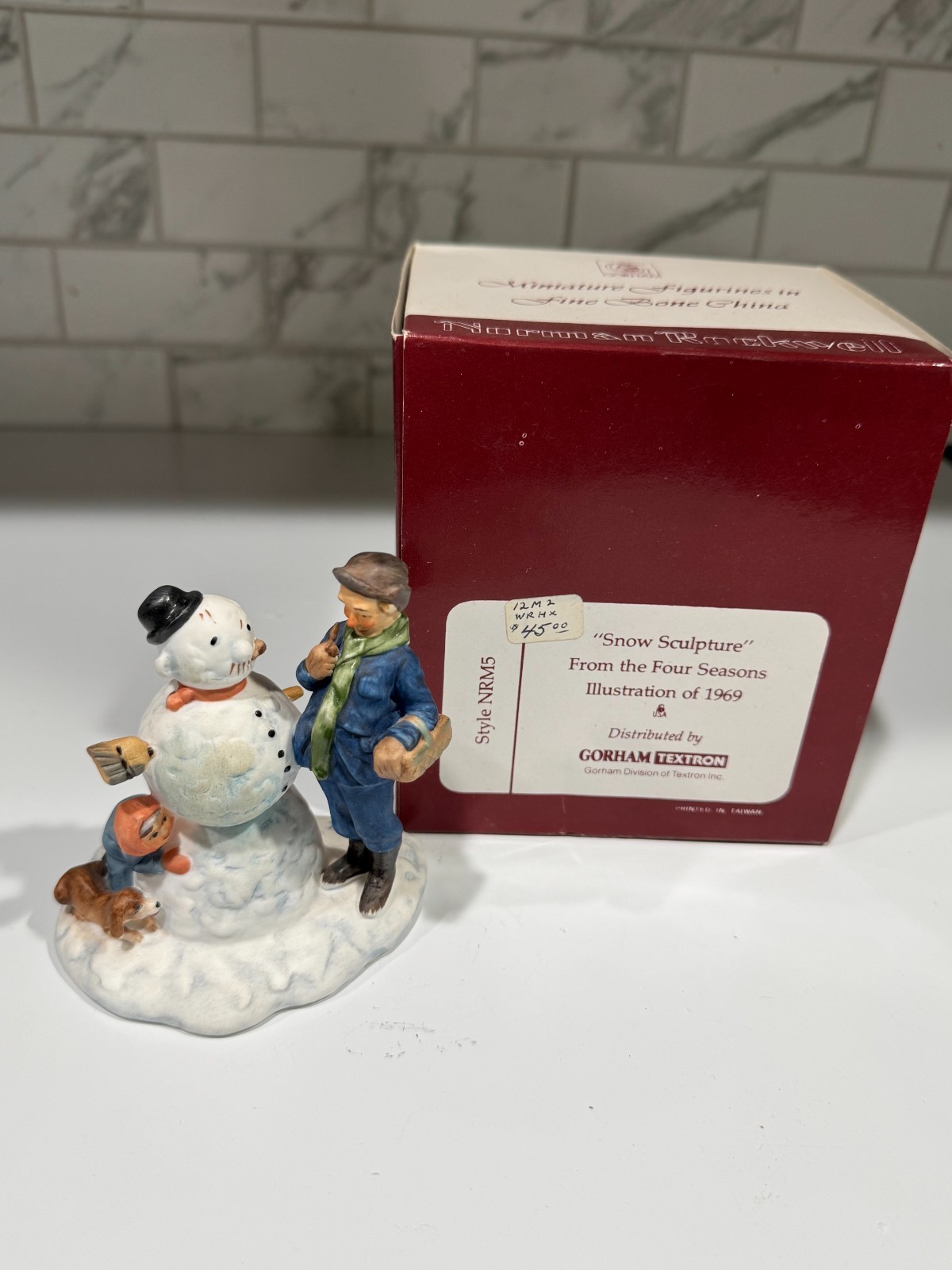 Norman Rockwell Snow Sculpture Gorham Four Seasons 1969 Figurine w/ Original Box