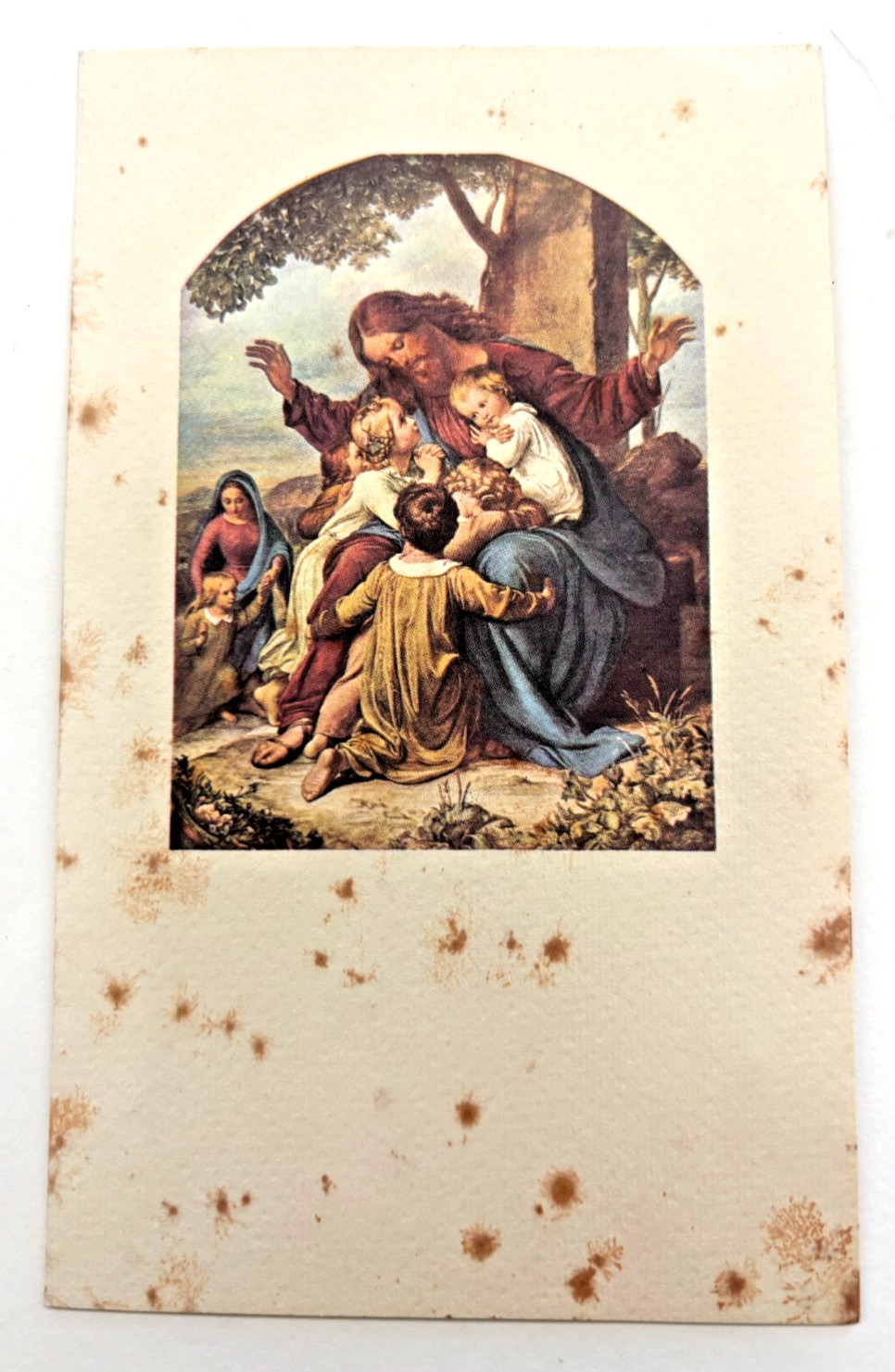 Vintage 1984 Italian Holy Card Jesus Blessing Children Catholic Ephemera
