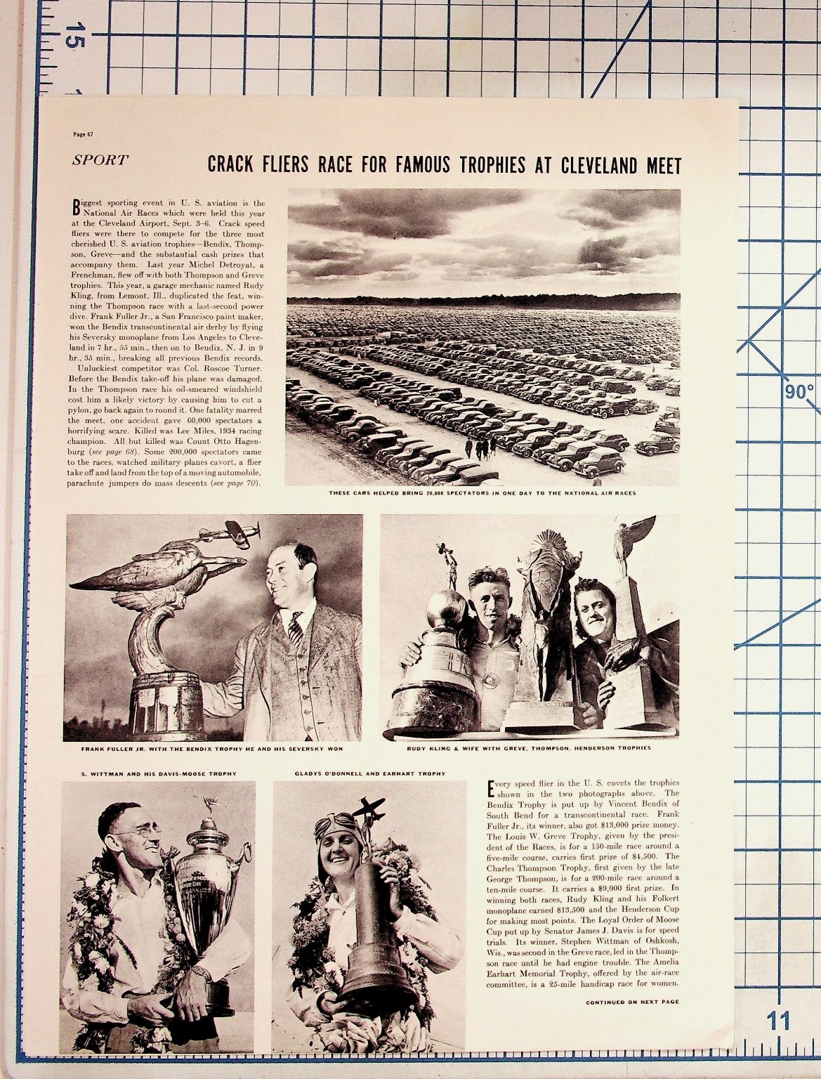 1930s Cleveland National Air Races Magazine Page Ephemera