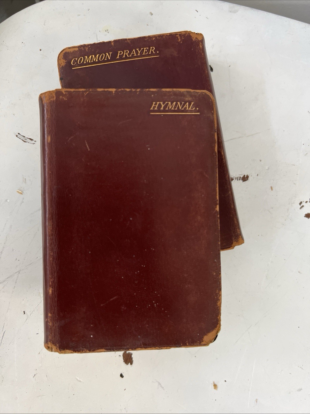 Antique 1881 Common Prayer & Hymnal Brown Leather Pocket Size Episcopal Set
