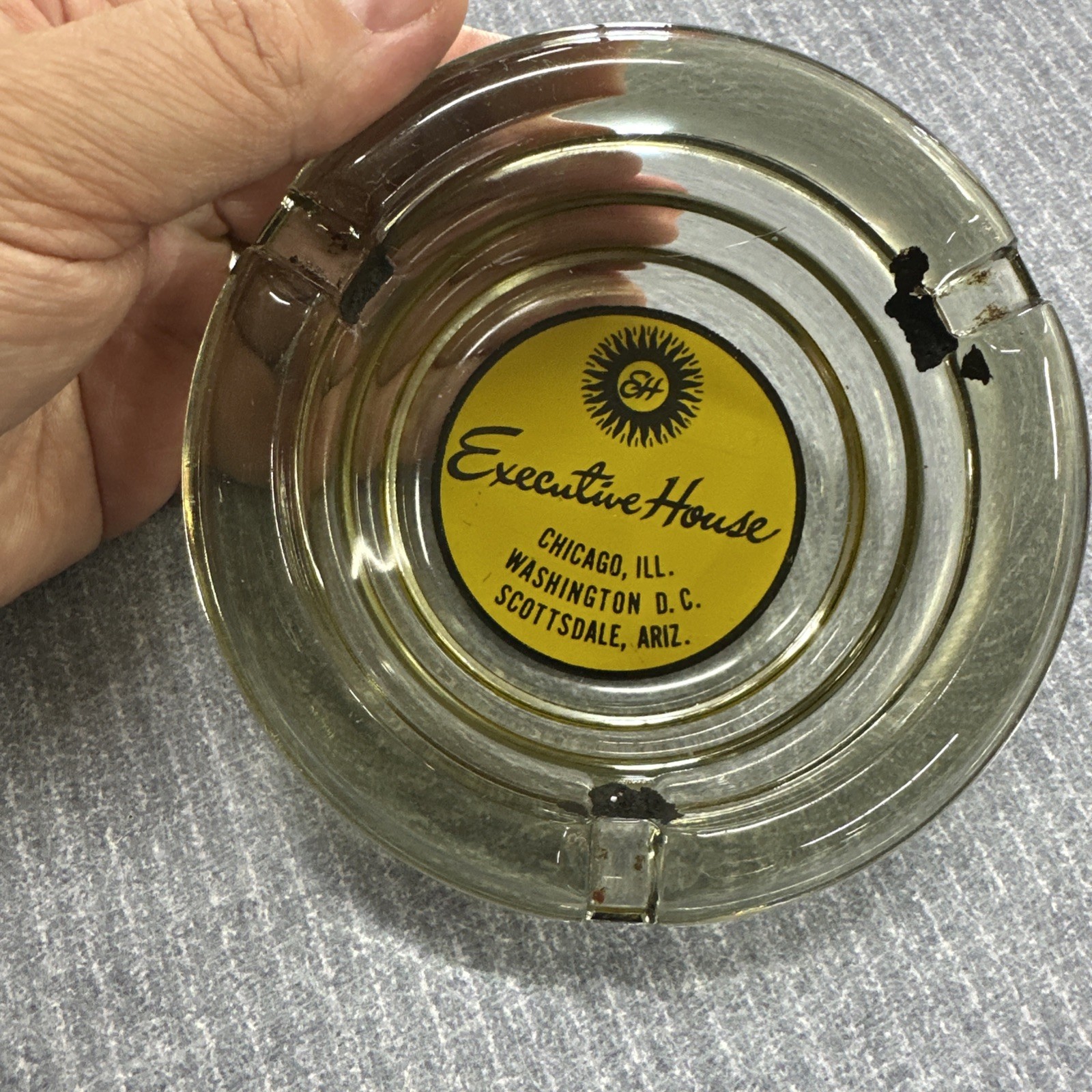 Washington DC Chicago Scottsdale Arizona Executive House Hotel Glass Ashtray