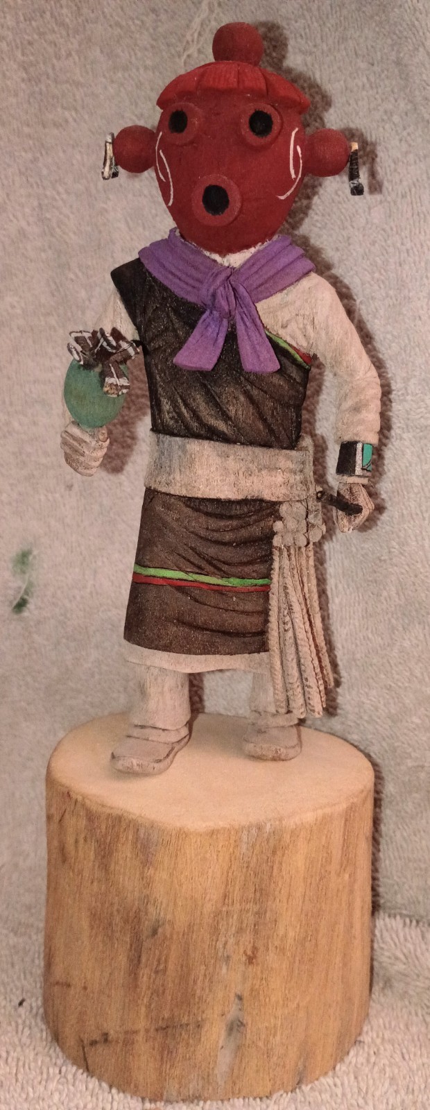 Hopi Mudhead Mana Kachina Signed Anthony Briones 1 Piece Carving