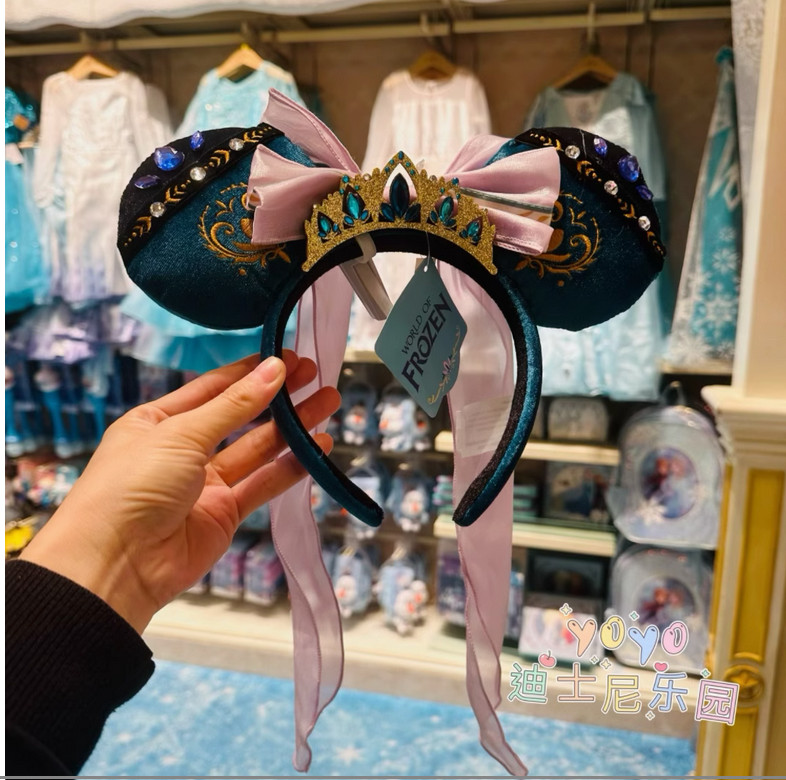 Authentic 2024 Hongkong Disney Park Frozen Anna Sequin Ears Headband Disneyland