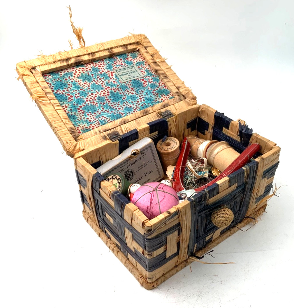 Cute Antique Sewing Box , Vintage W/ Retro Miscellaneous Stuff