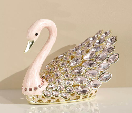Elegant Crystal Swan Trinket Box Gold Tone Jewelry Box Home Decor Gift Elegant Crystal Swan Trinket Box Gold Tone Jewelry Box Home Decor Gift