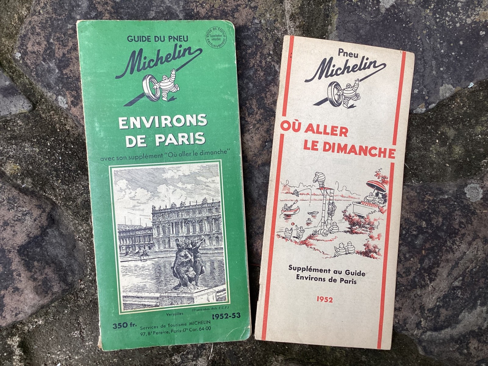 Original 1952-1953 Michelin Tires Tourist Environs De Paris Motorist Guide Books