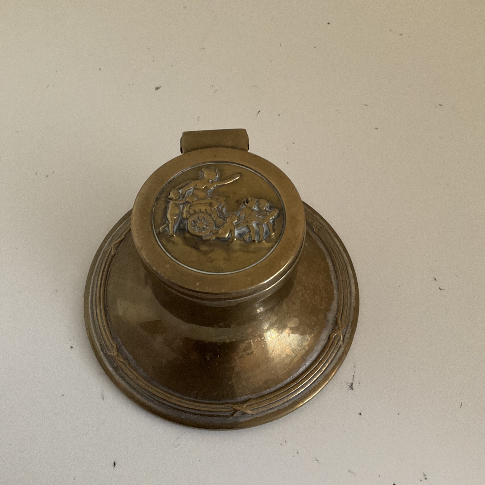 Vintage Brass Antique Inkwell
