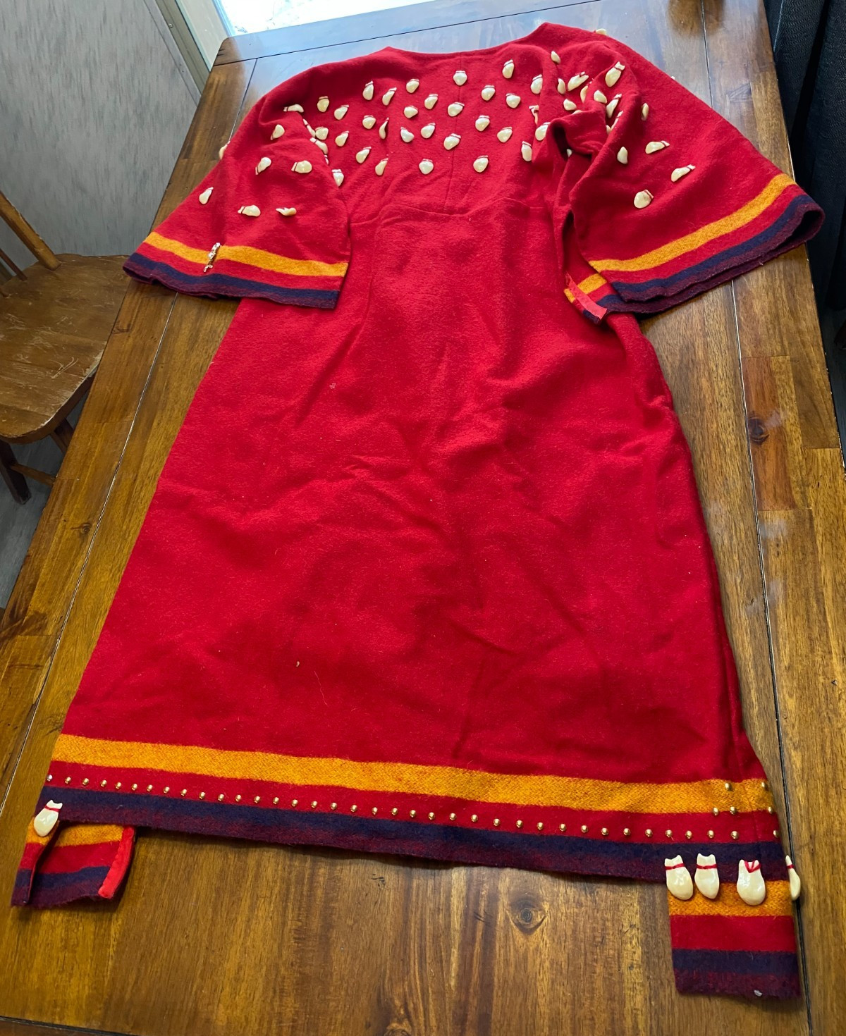 RARE Vintage Native American Indian Woman's Red Wool Elks Tooth Ghost Dress