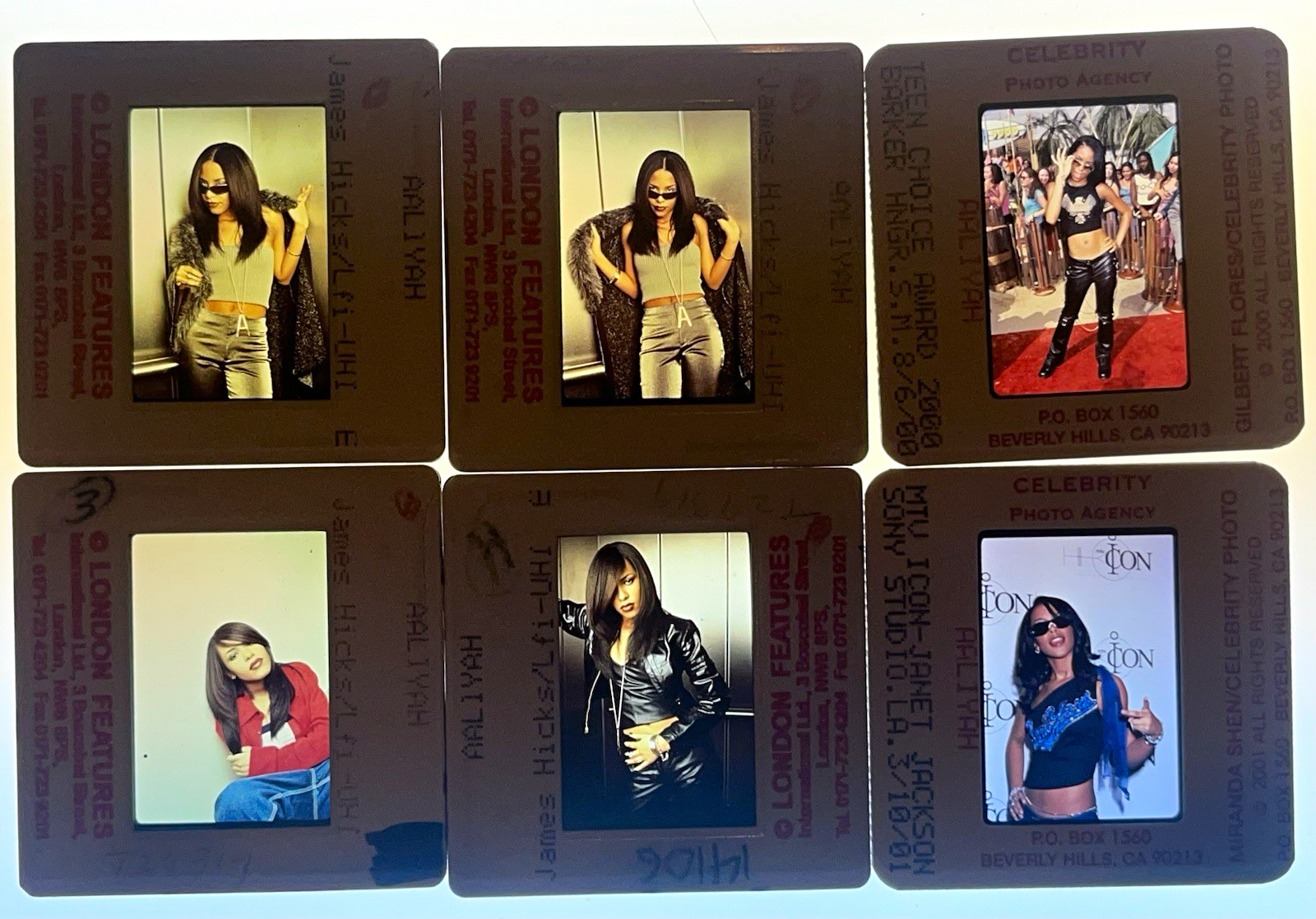 Lot of 6 Rare Aaliyah photoshoot 35mm Slides Lot of 6 Rare Aaliyah photoshoot 35mm Slides