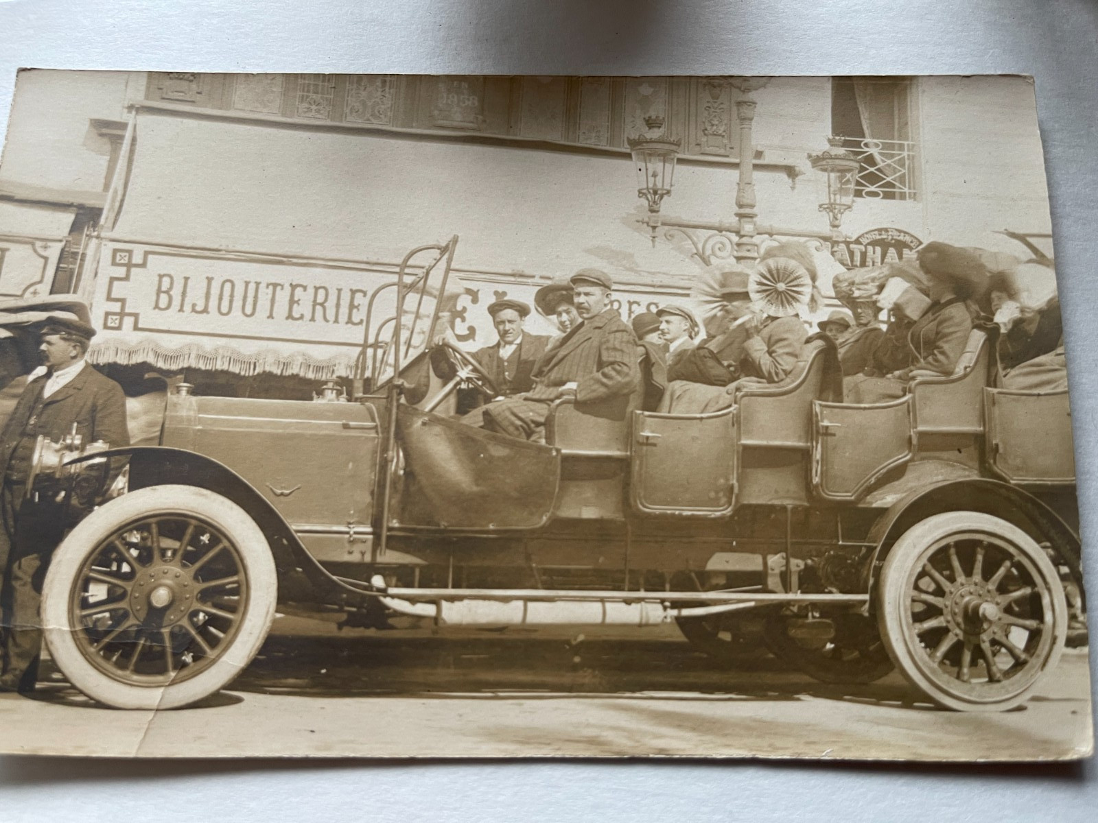 French Real Photo Postcard Of Vintage 1910 Huge Motorbus With 18 Seats