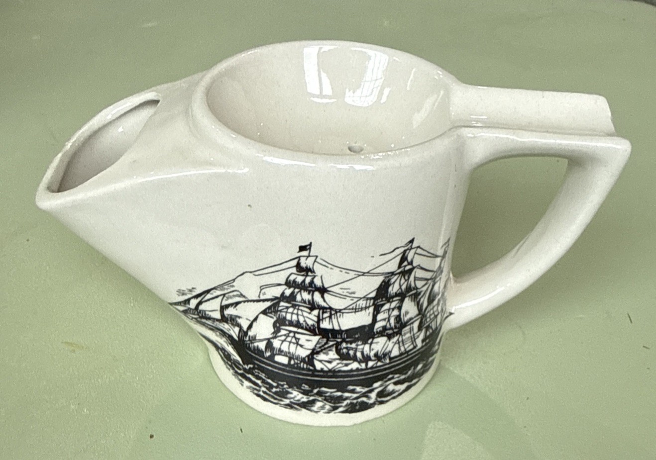 Shaving Scuttle Mug Sailing Ship Illustration Very Nice