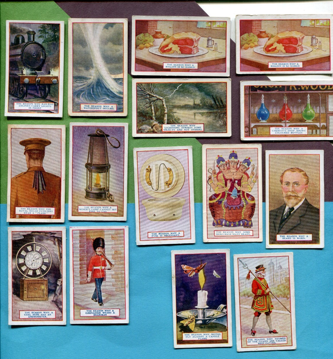 1924 GALLAHER LTD. THE REASON WHY? 15 DIFFERENT TOBACCO CARD LOT
