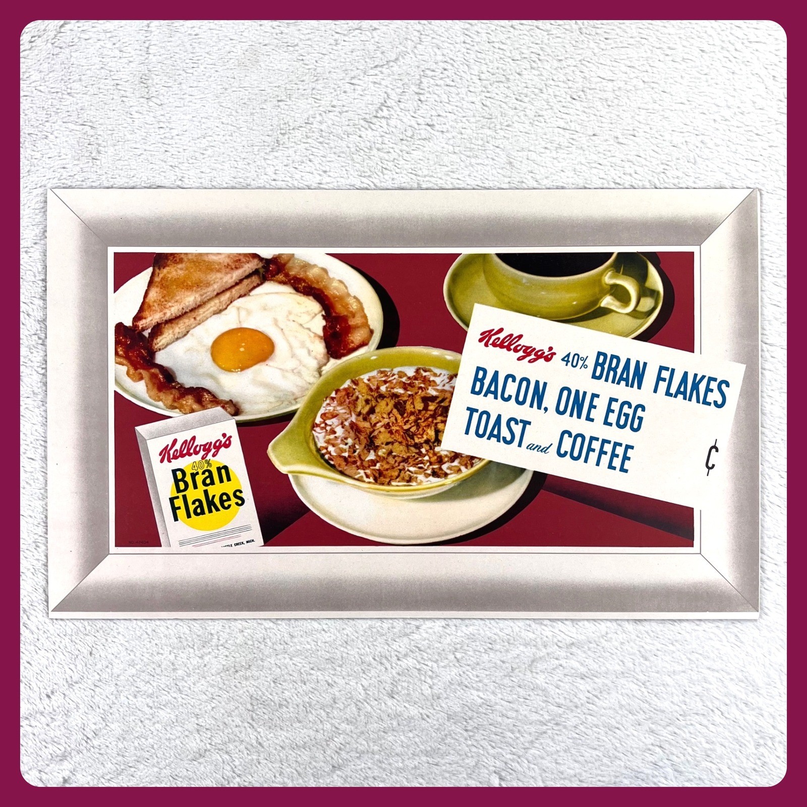 1950s Kellogg\'s Bran Flakes Vintage Advertising Sign 22\