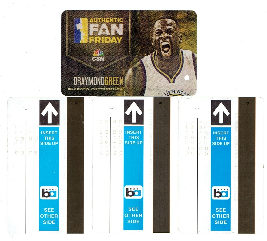 4 Vtg BART Tickets Bay Area Rapid Transit Train Ephemera Warriors Draymond Green