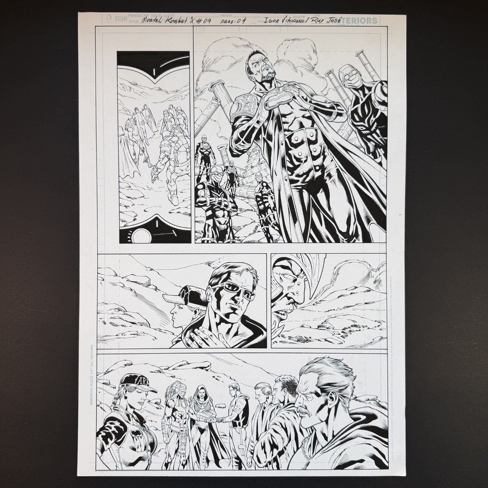 Mortal Kombat X #9 Original Comic Art Inks DC 2015 Johnny Cage Vitorino Ruy Jose