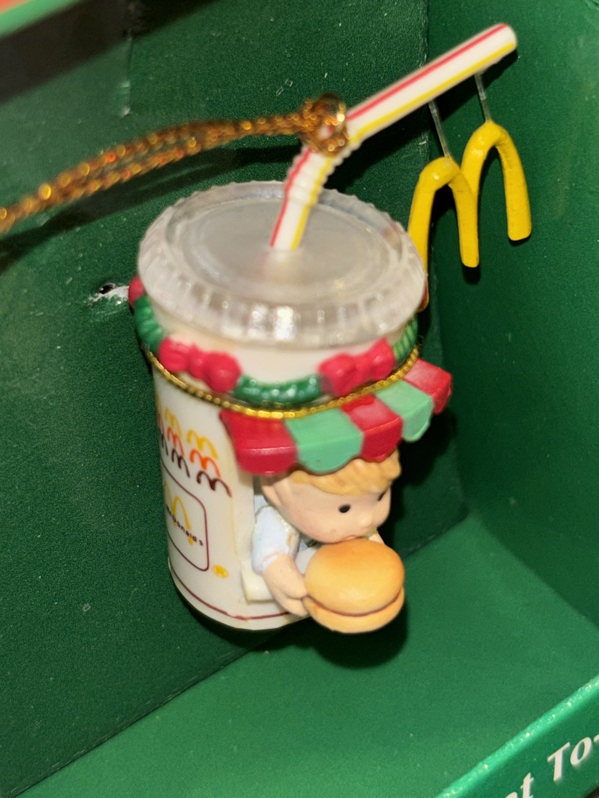 Vintage 1994 Enesco McDonald\'s Christmas Treat To-Go Ornament Miniature