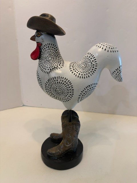 Vintage western Cow Boy Poultry In Motion Rooster Kitchen Decor 12\