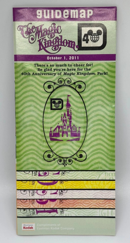 Walt Disney World Magic Kingdom 40th Anniversary Guide Map from 10/1/2011
