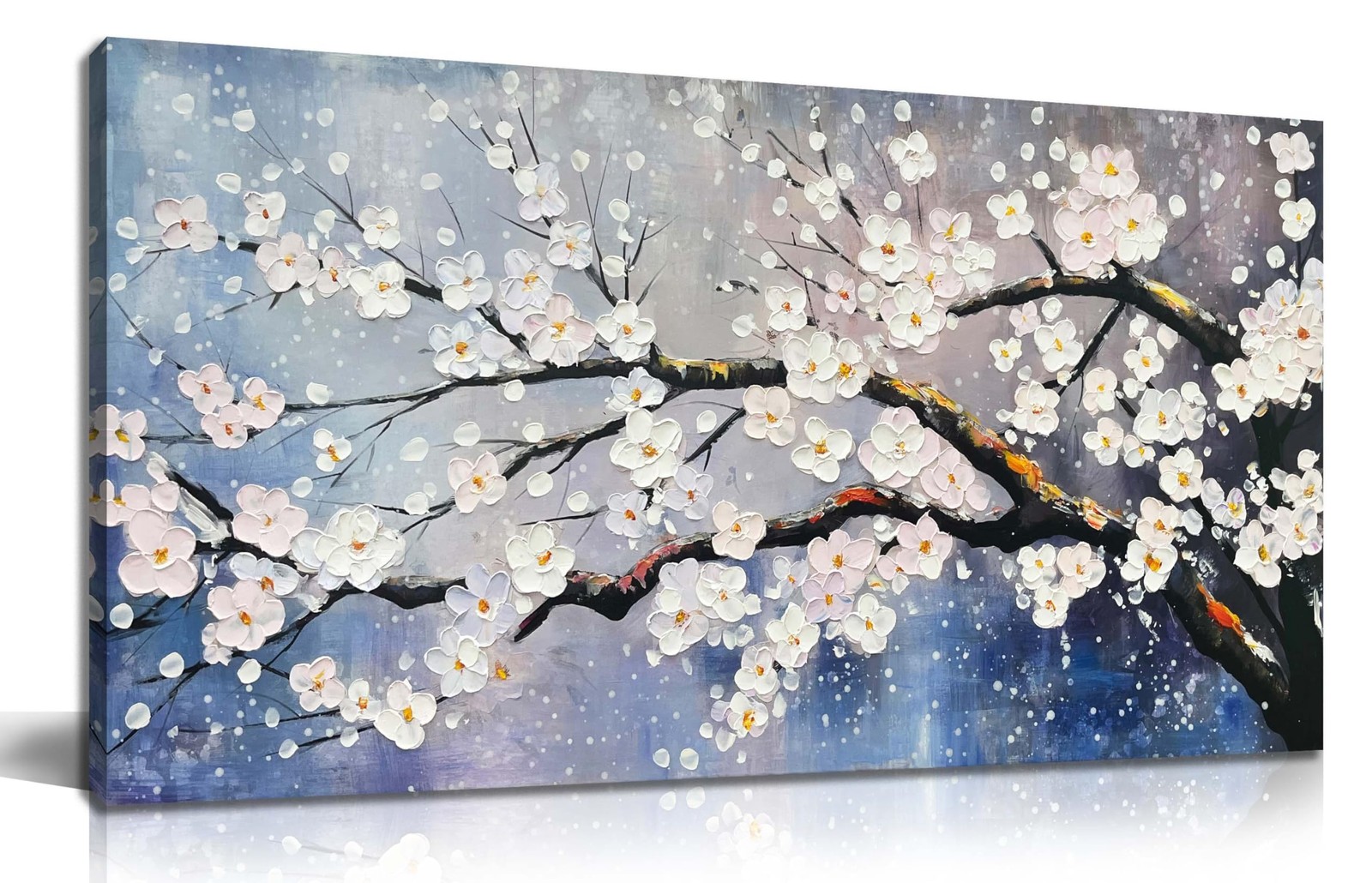 Aburaeart Plum Blossom Painting Wall Art For Living Room Blue And White Wall