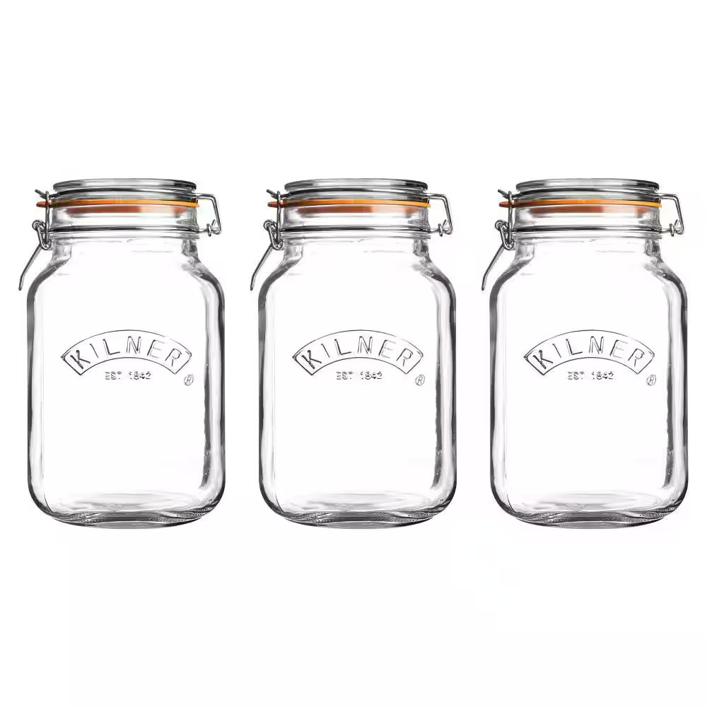 Clip Top Glass Square Clip Top Jar 68 Oz. - (Set of 3)
