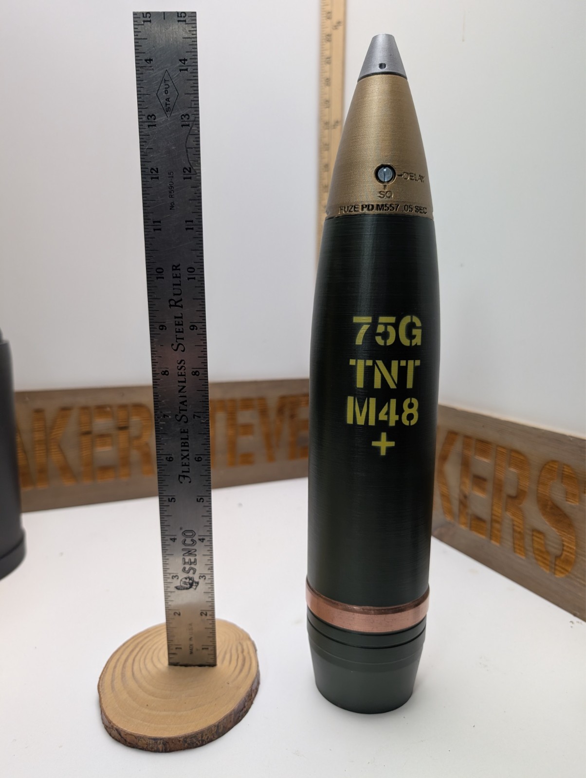 3D Printed - 75mm M48 Howitzer Shell 75G - Replica - FAKE - Painted - Stenciled