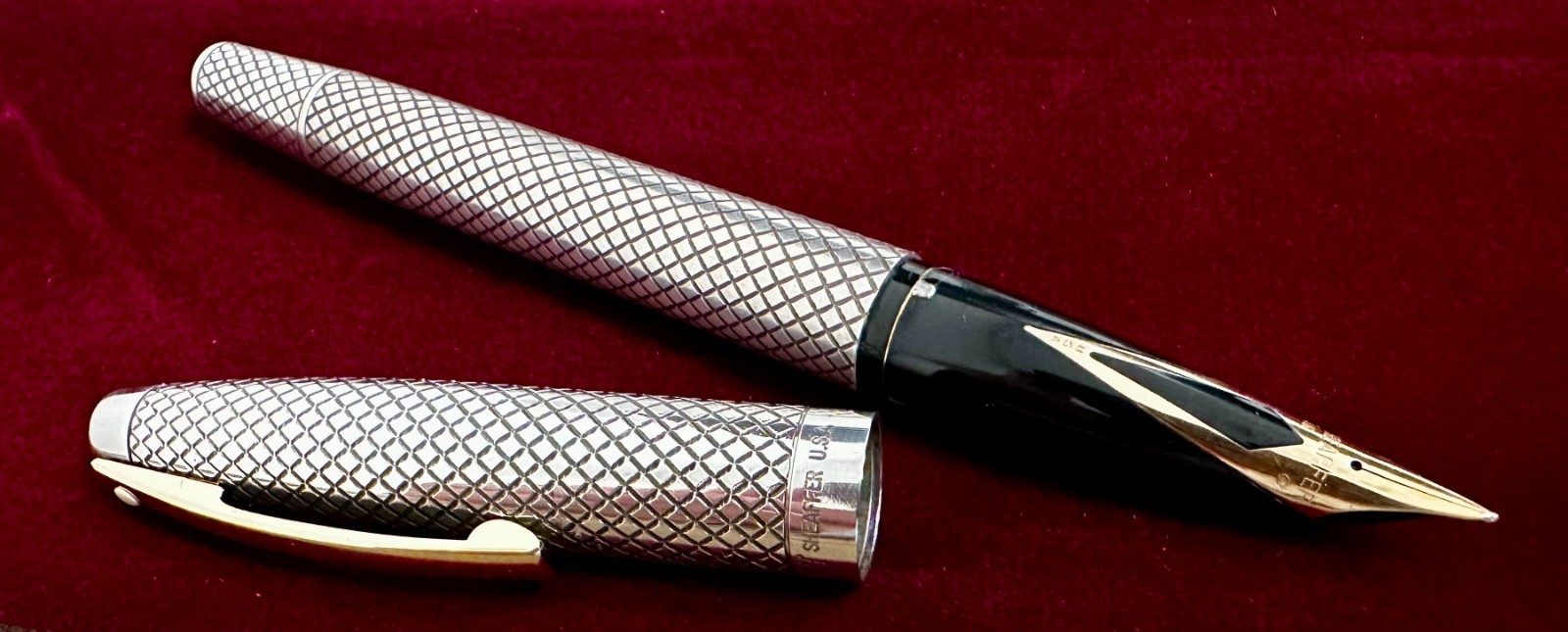 VINTAGE STERLING SILVER SHEAFFER IMPERIAL TOUCHDOWN FILLER FOUNTAIN PEN 14k Nib