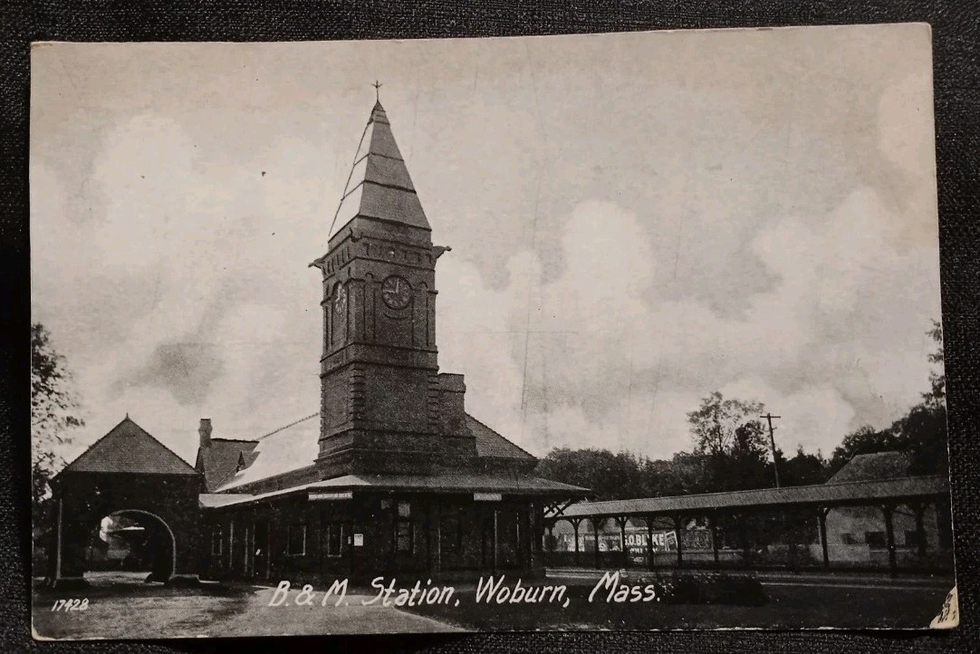 Vintage 1900s B. & M. Station Woburn Massachusetts Postcard Train Station Vintage 1900s B. & M. Station Woburn Massachusetts Postcard Train Station