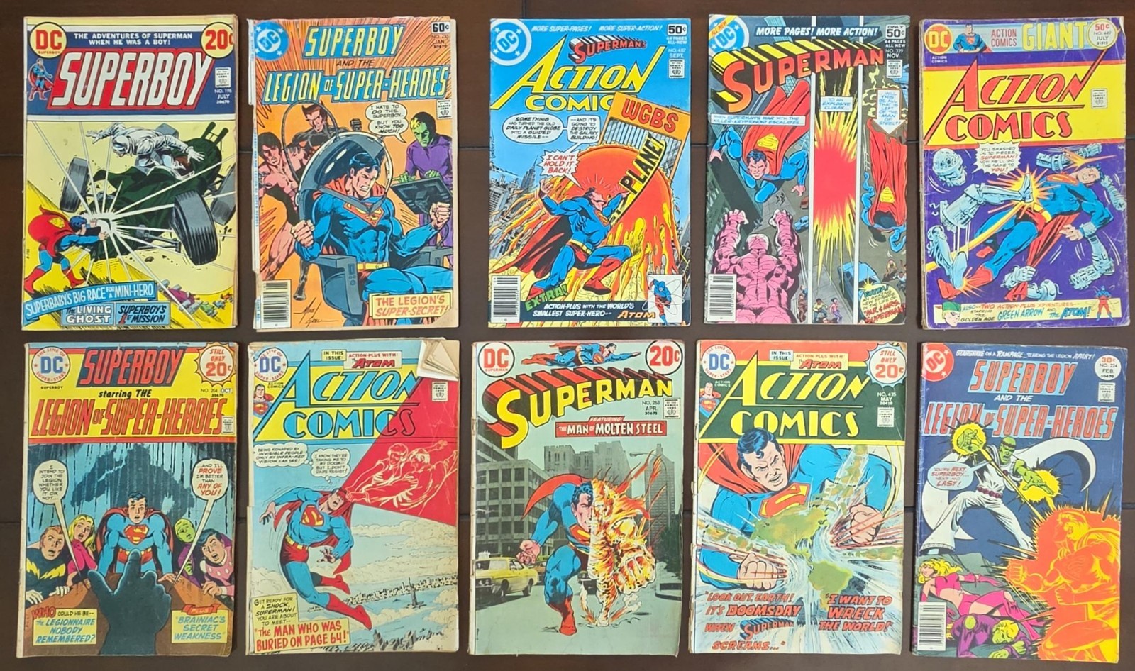 DC Superman Bronze Age Comic Lot 10 Books 1973-1978 Action Superboy Legion