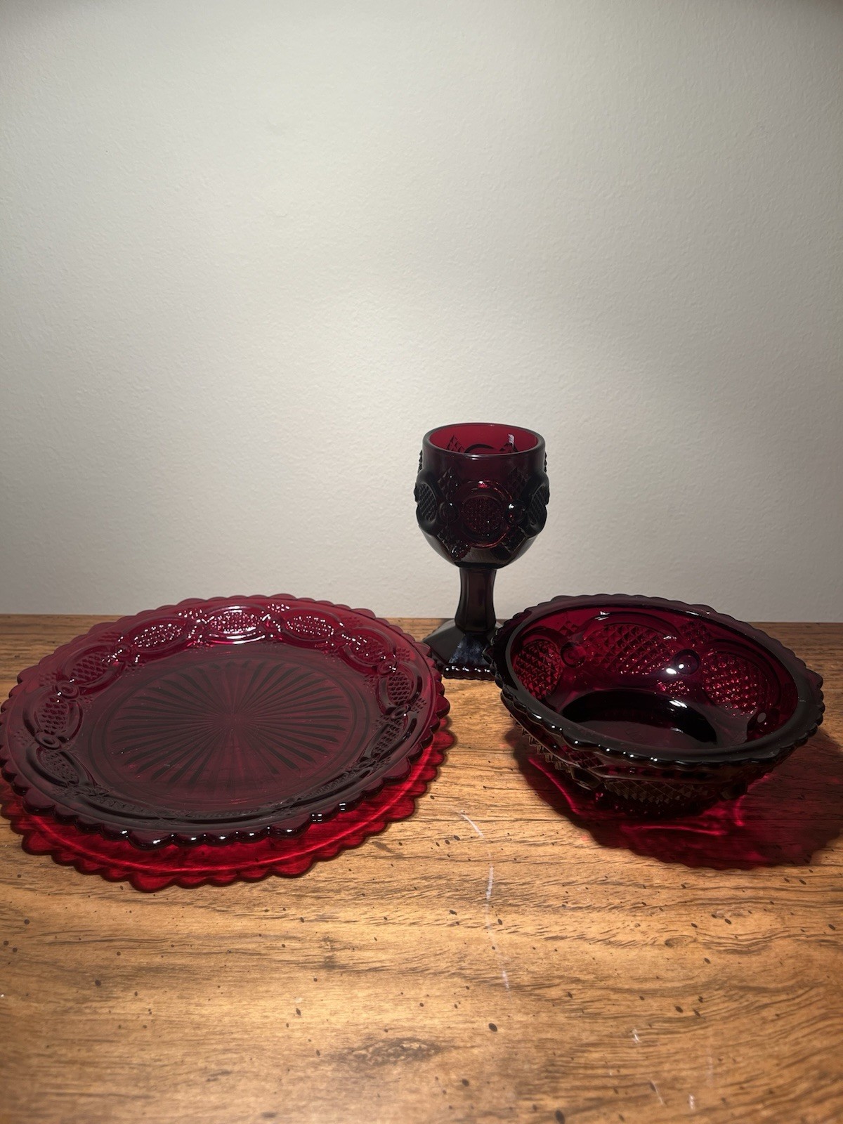 Avon Cape Cod Ruby Red 3 Piece Set