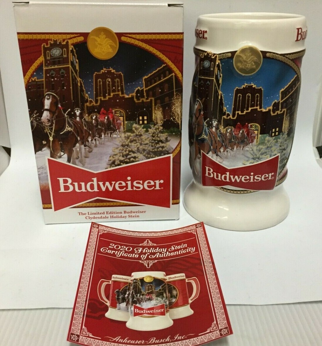 2020 Budweiser Holiday stein beer mug from annual Christmas series NEW CONDITION