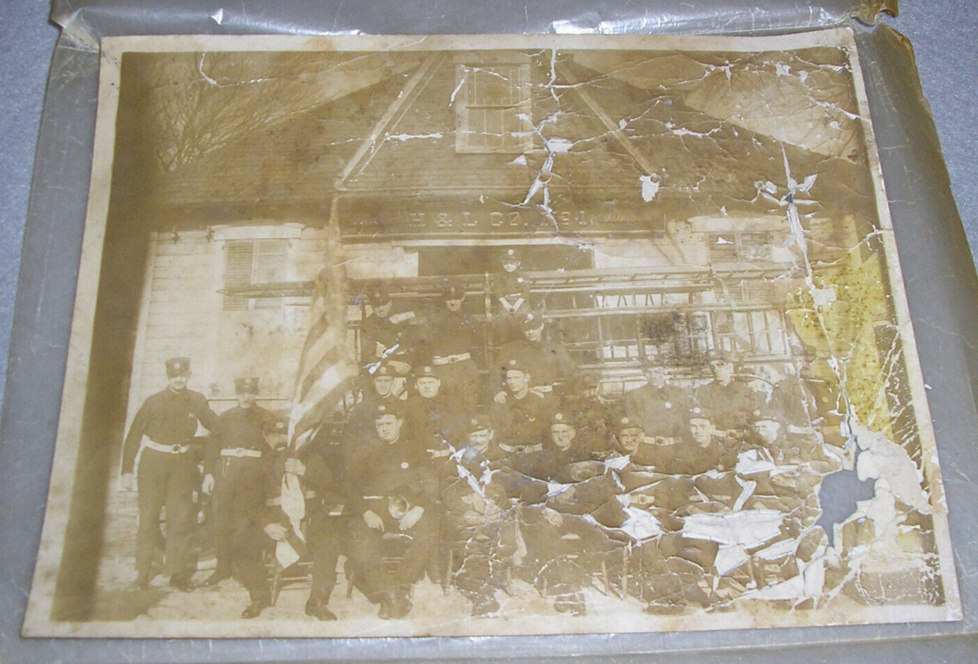Antique Fire Fighting Photo Farmingdale Long Island NY H & L Co No. 1 Circa 1900