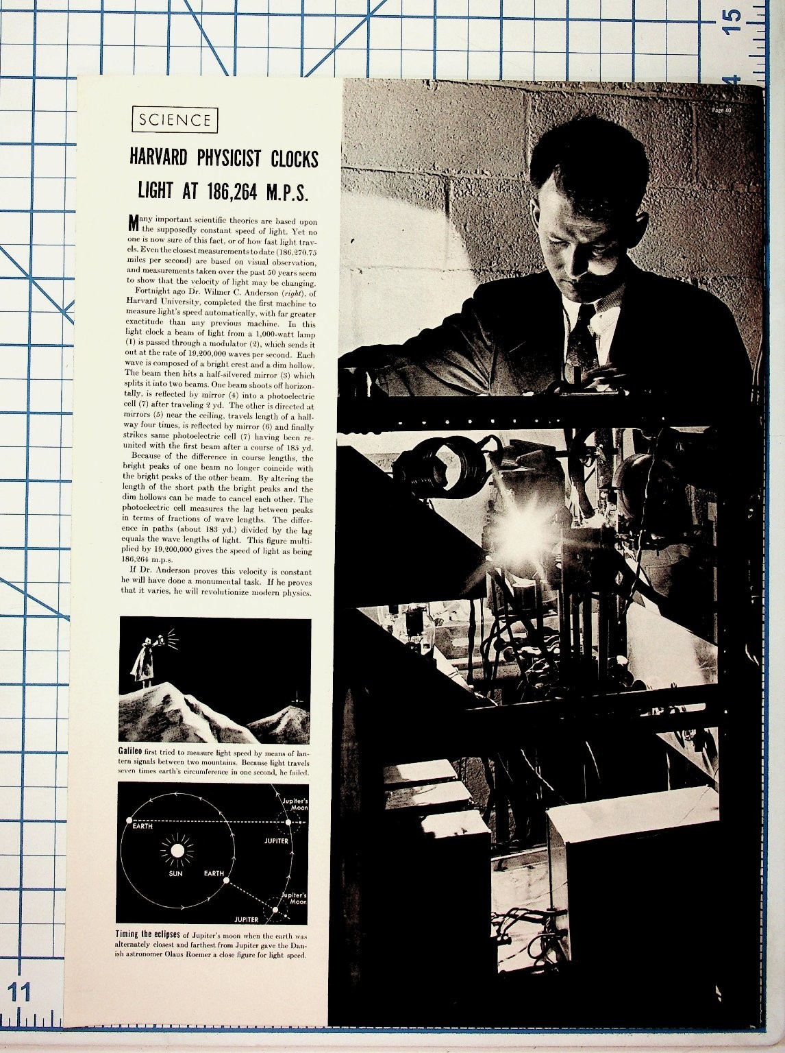 1940s Harvard Physicist Light Speed Experiment Science Article 2-Page Article 1940s Harvard Physicist Light Speed Experiment Science Article 2-Page Article