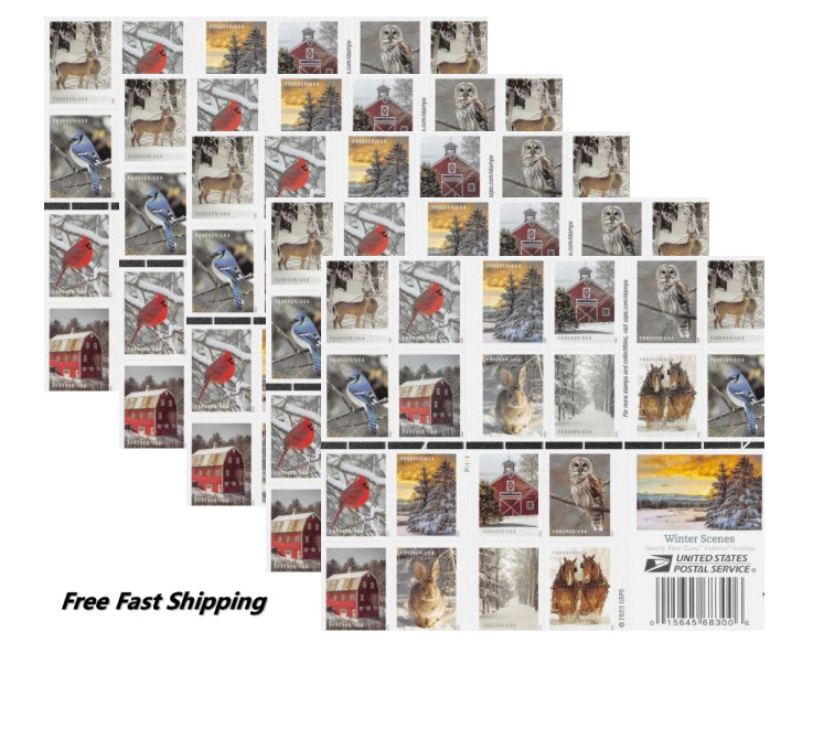5 Sheets 2020 Winter Scenes Christmas First Class Letter 100 Pcs 78¢ MNH