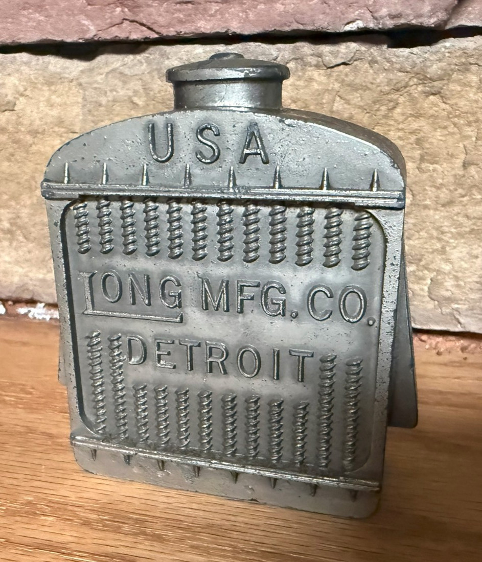Vintage Antique Long MFG Co. Detroit Car Radiator Paperweight Advertising