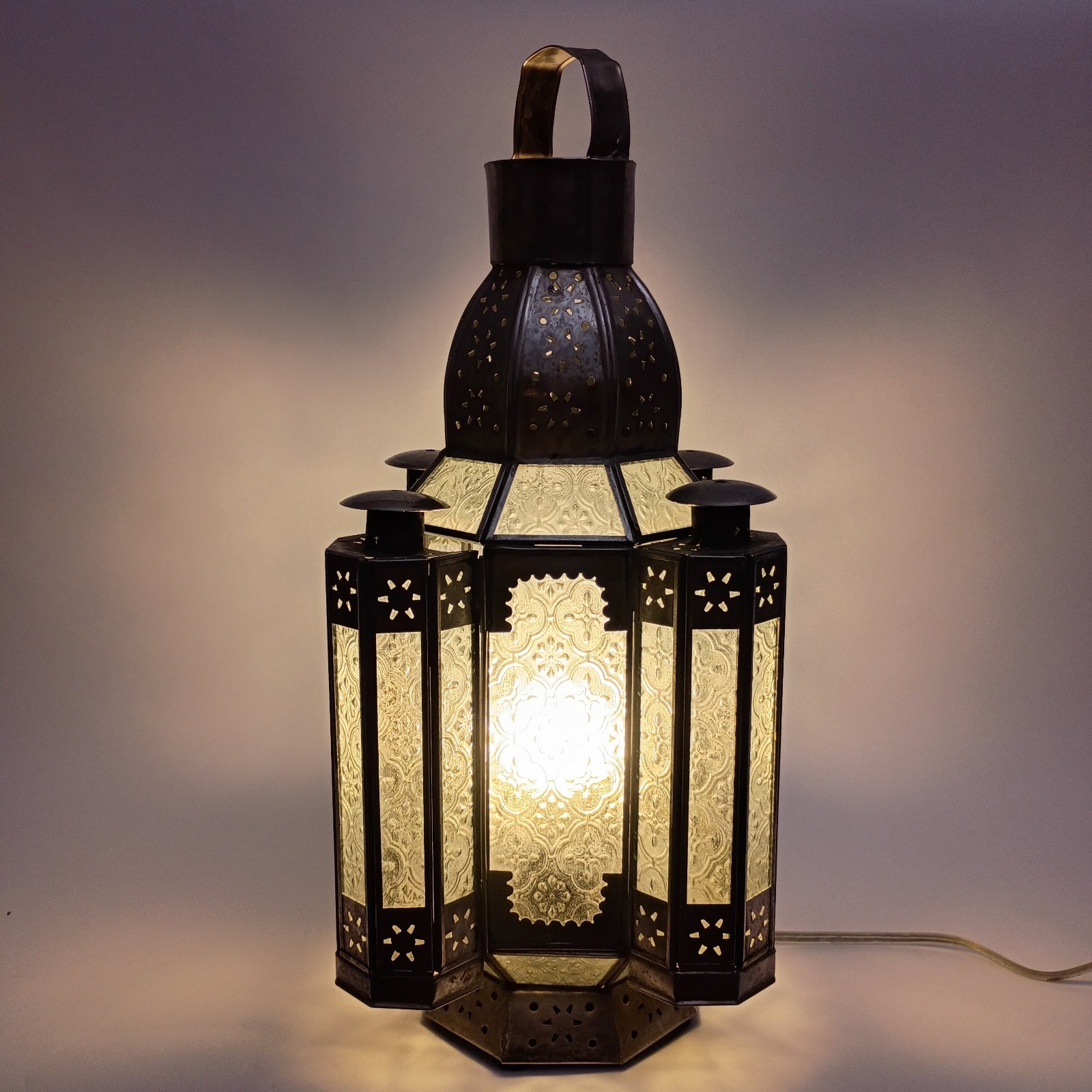 Vintage Pottery Barn Moroccan Hanging Lamp Lantern Large 19