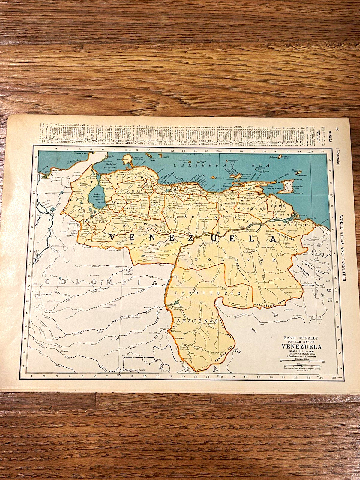 Antique 1937 map of Venezuela 14”x11”