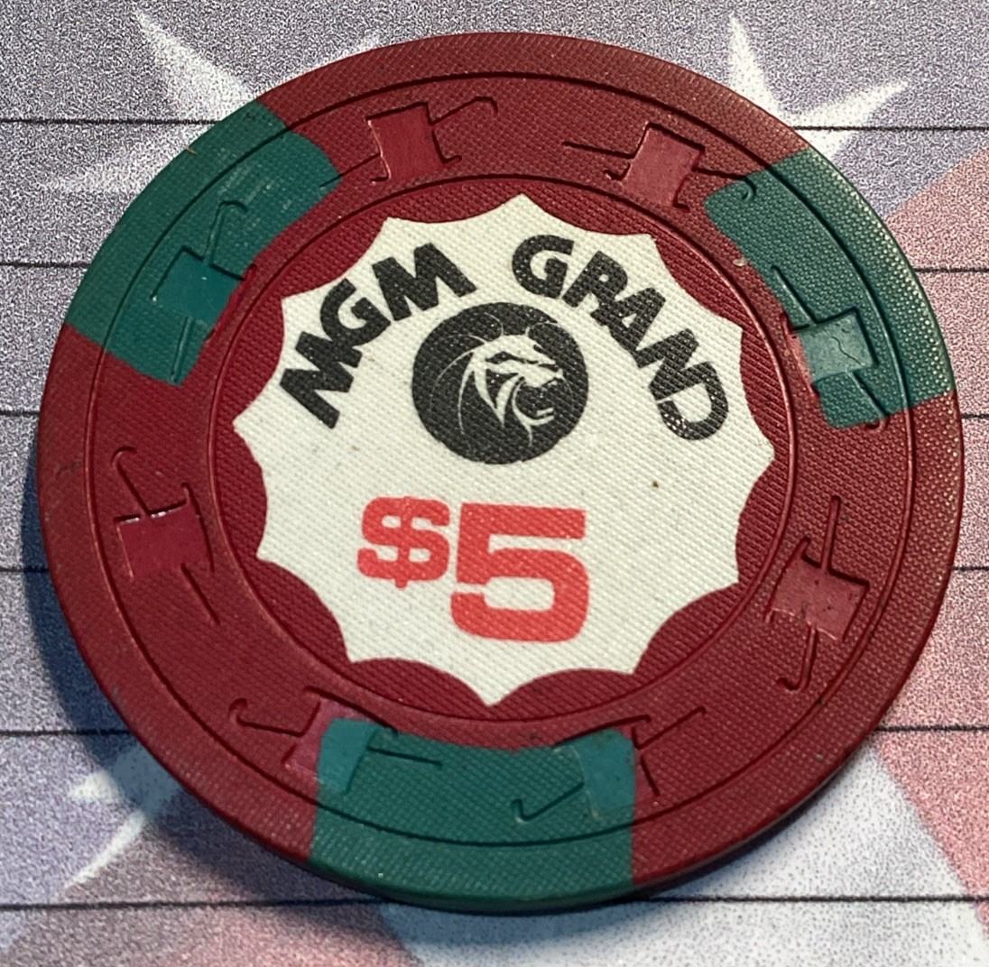 MGM Grand $5 Casino Chip- Las Vegas Obsolete- Scarce Version