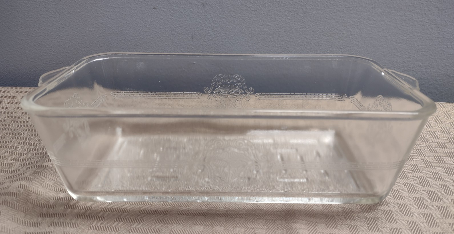 Vintage GlasBake Loaf Pan Refrigerator Dish #254, No Lid, Etched Pattern U.S.A.