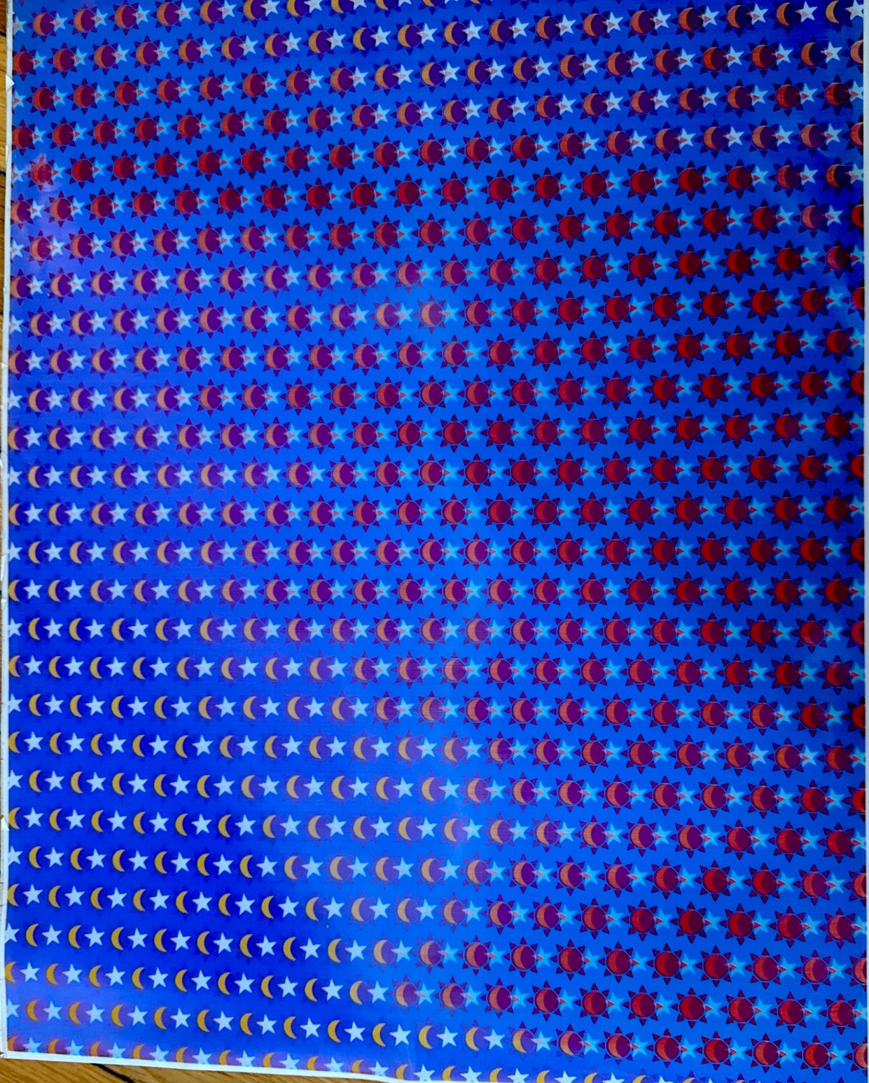 Vtg Vari Vue Lenticular soft vinyl moving motion Celestial SUN-MOON RARE 15x20”