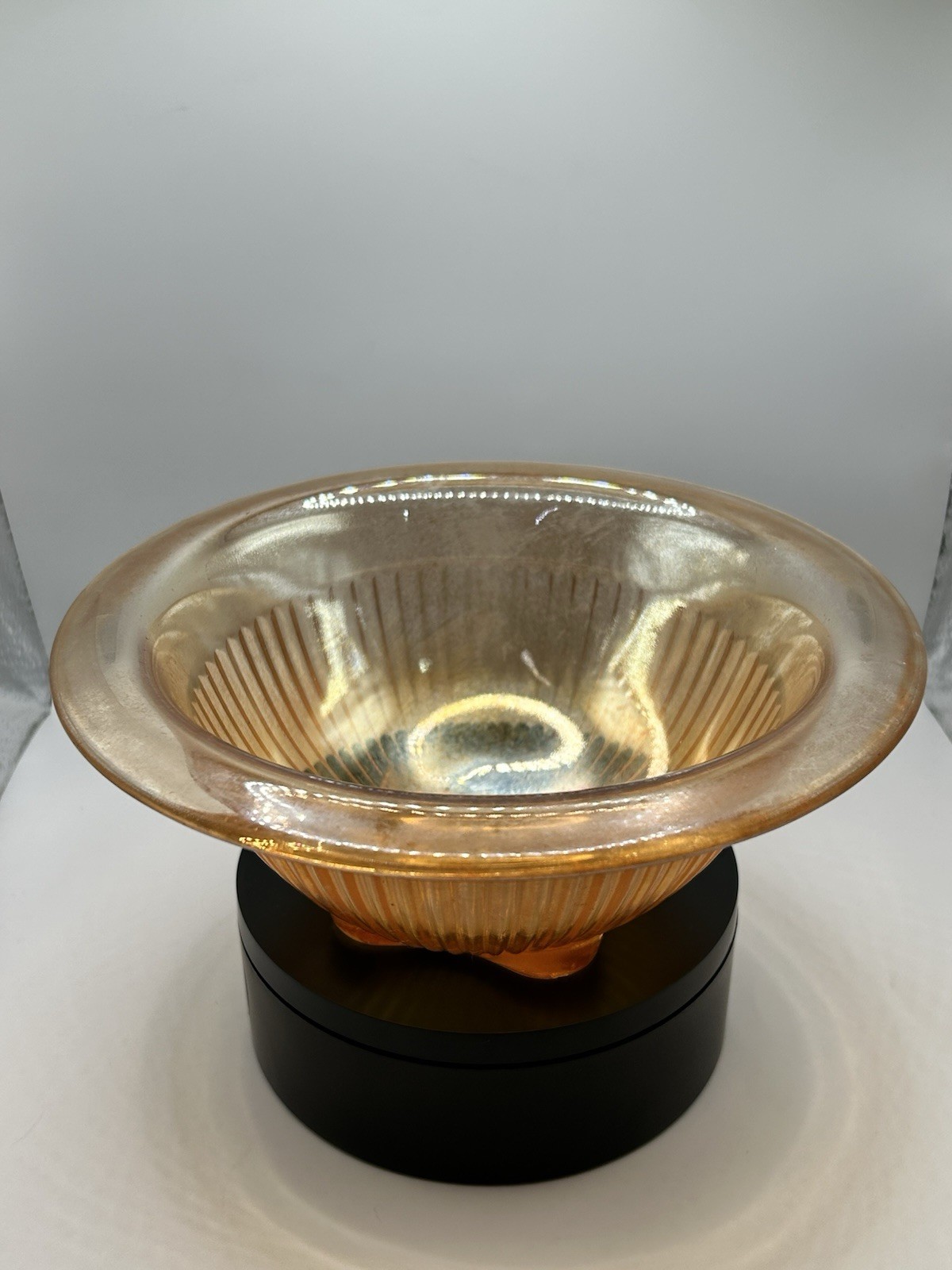Vintage Federal Marigold Carnival Glass Vertical Ribbed 10