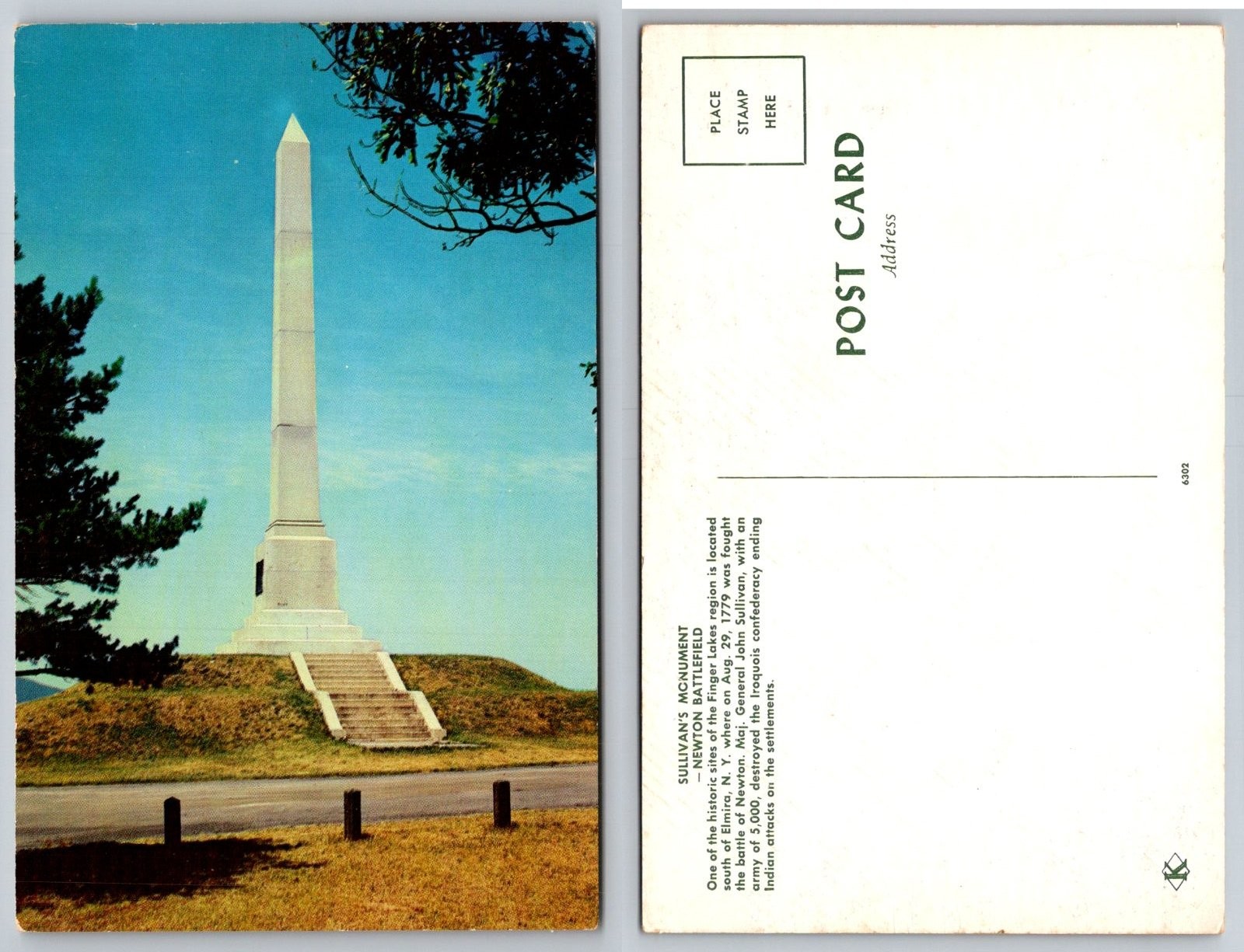 Sullivan\'s Monument Newton Battlefield Elmira New York Postcard Sullivan\'s Monument Newton Battlefield Elmira New York Postcard
