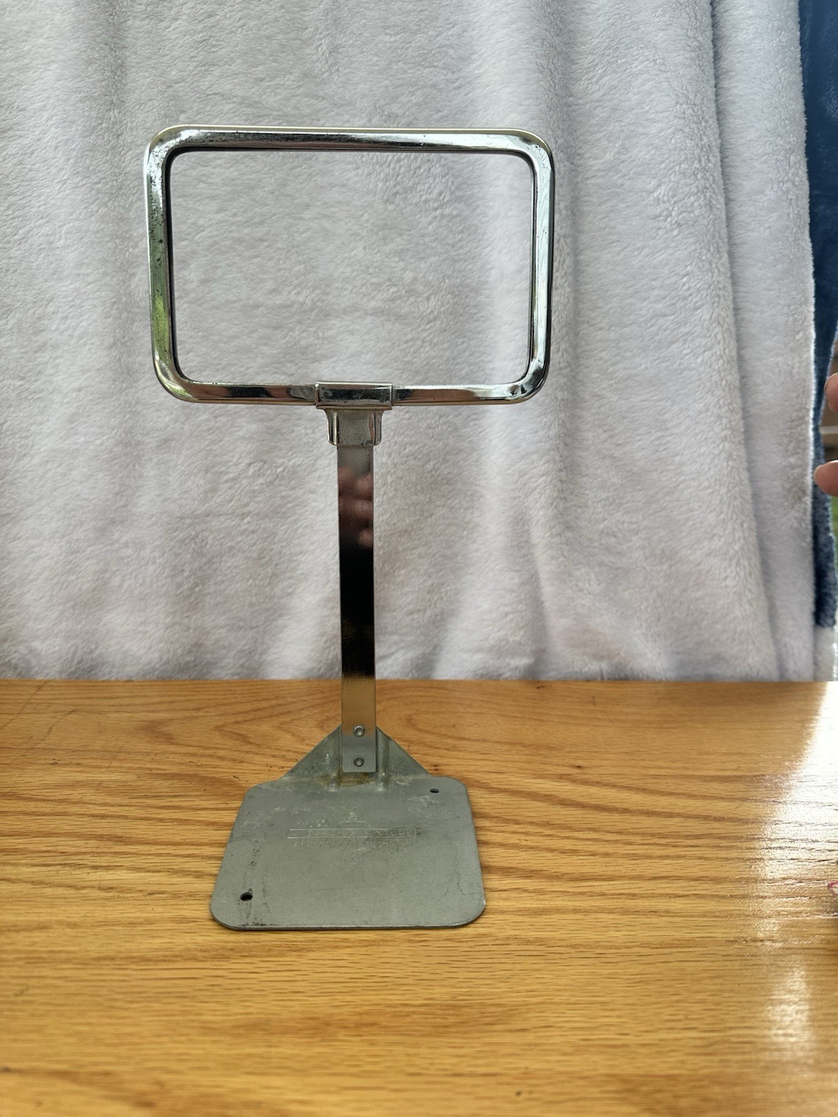 VTG 12”  METAL STAND UP STORE SIGN FRAMES, A DARLING FIXTURES, BRONSON MICHIGAN