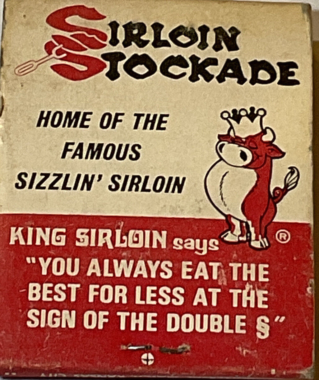 Vintage Sirloin Stockade Restaurant Matchbook Oklahoma Famous Sizzlin