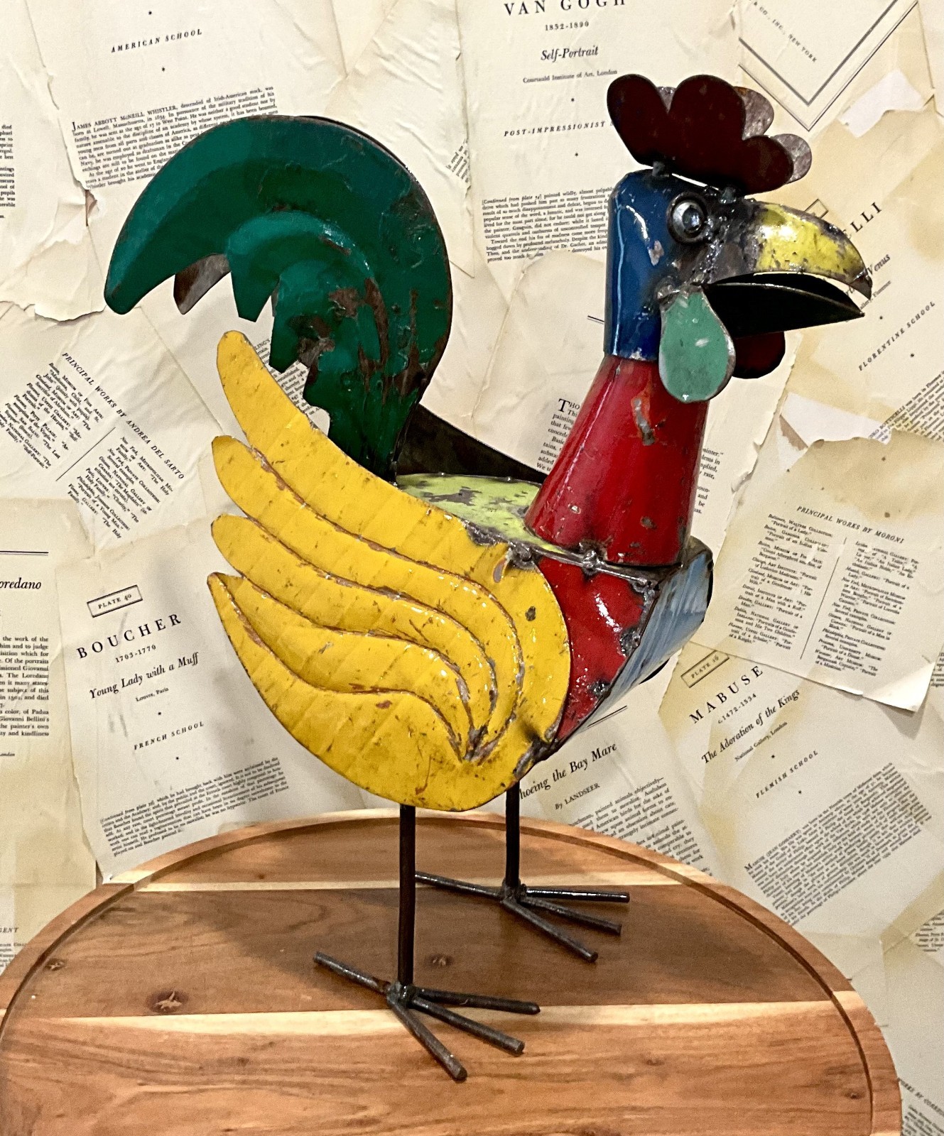 Aaron Jackson Orginal Rooster Metal Folk Art Sculpture Think Outside 19x17 MINT