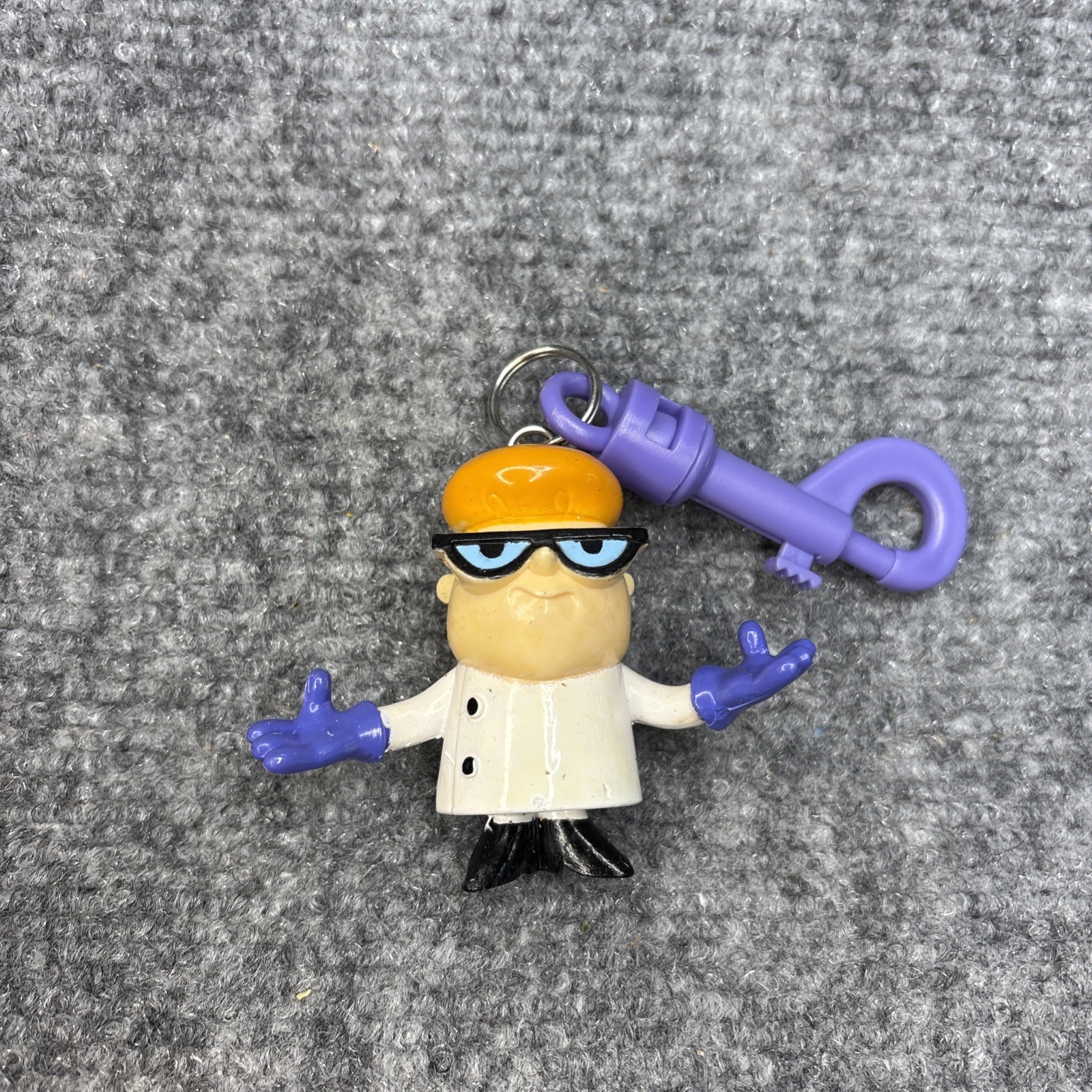 RARE 2000s Cartoon Network Dexters Laboratory DEXTER Backpack Buddy Keychain HTF