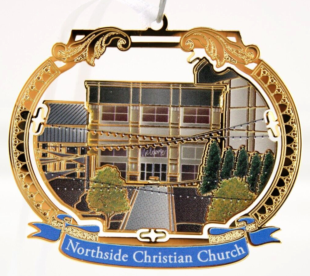 NORTHSIDE CHRISTIAN CHURCH ORNAMENT NEW ALBANY INDIANA PAINTED BRASS LASER CUT