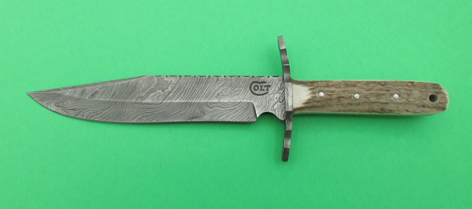 Colt Damascus Fixed Blade Bowie Knife Probably CT278 Stag