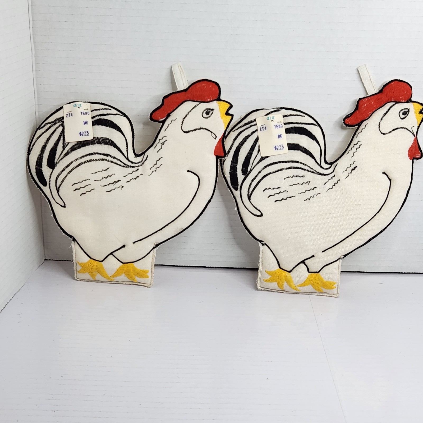 Vintage 1980 Rooster Chicken Shape Potholders W-C Imports Philippines Set