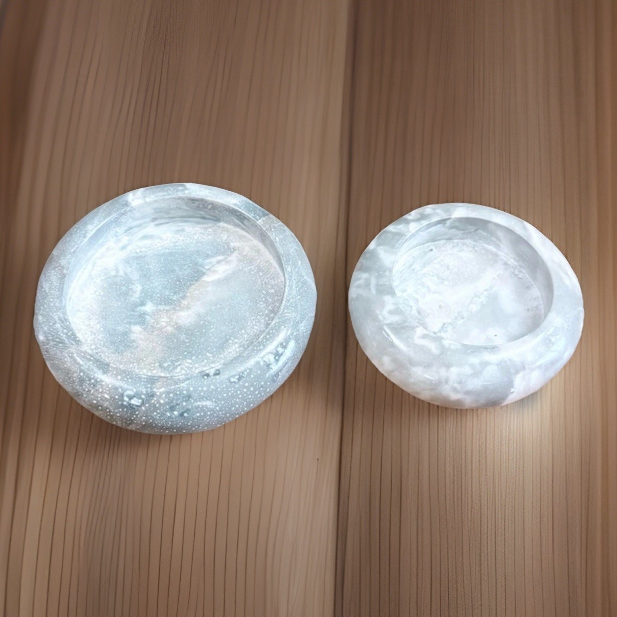 Pottery Collectible Planter Pot Low Shallow Bowl  Marble China Set Of 2